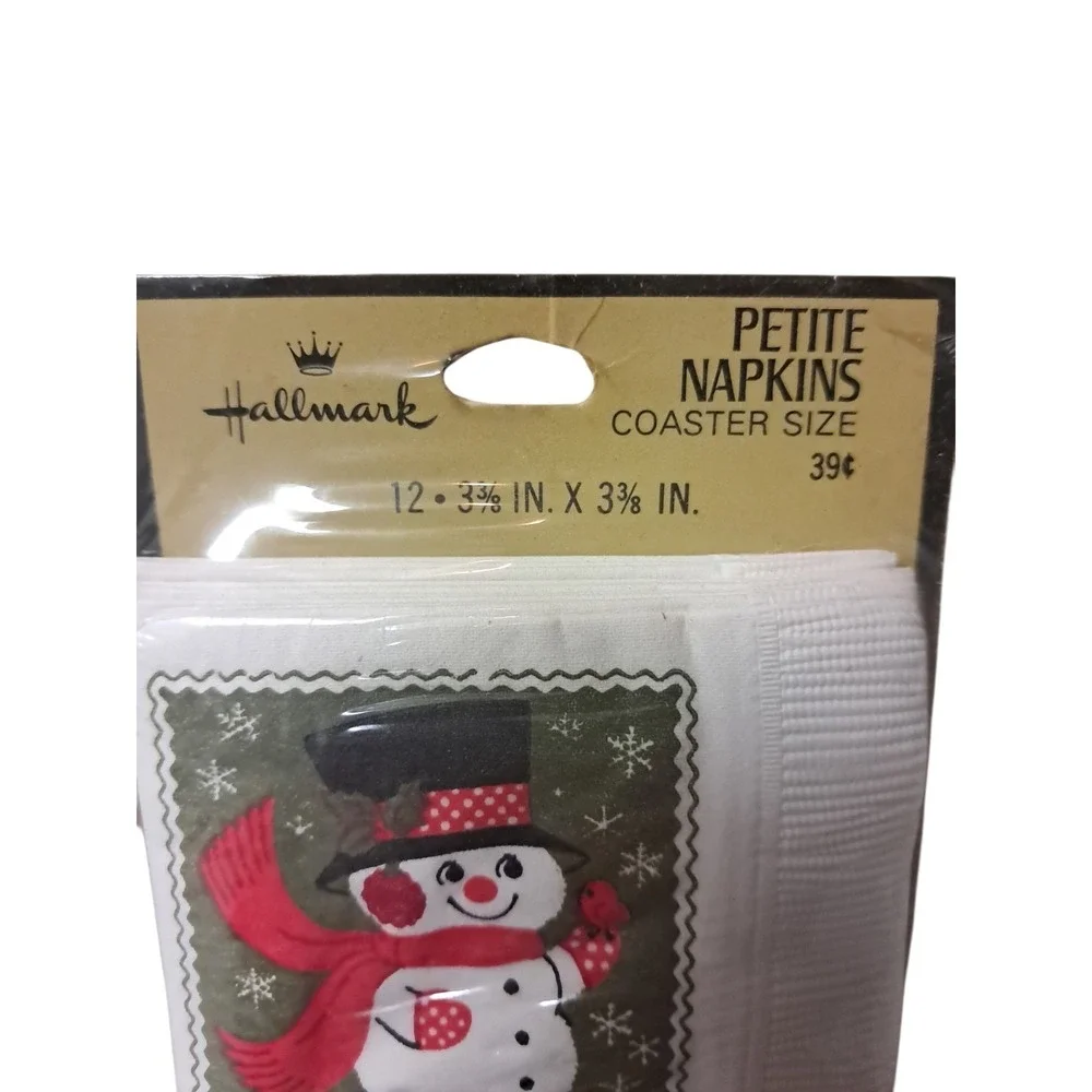 Hallmark‎ Petite Napkins Coaster Size.  Snowman 12 Napkins 3 3/8 X 3 3/8